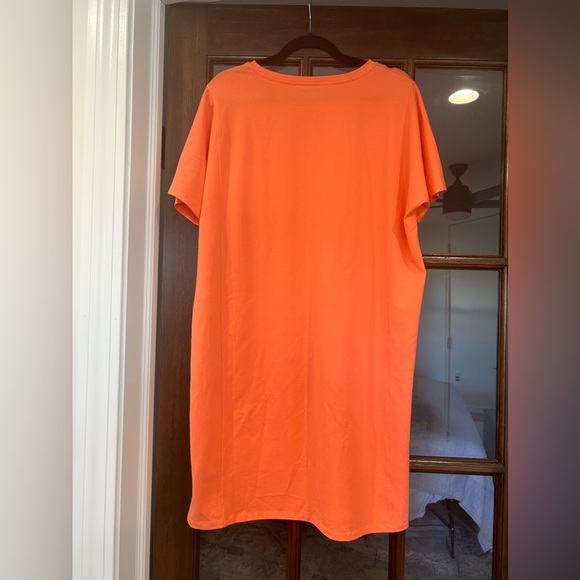 Eileen Fisher T Shirt Dress Womens Small Orange Organic Cotton Shift Mid Length - Picture 8 of 11
